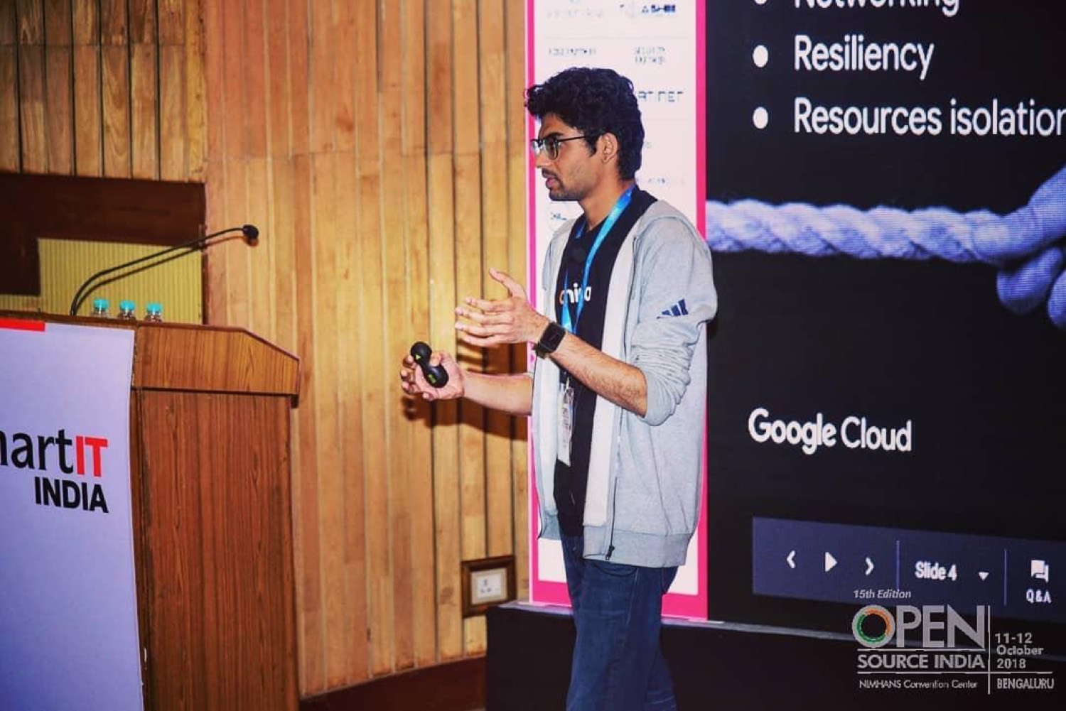 Speaking at Open Source India 2018, Bengaluru