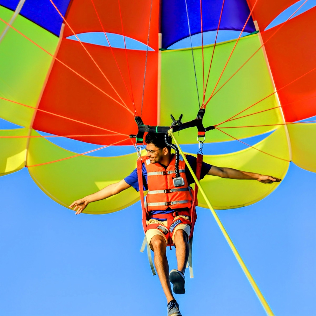 Parasailing over the sea