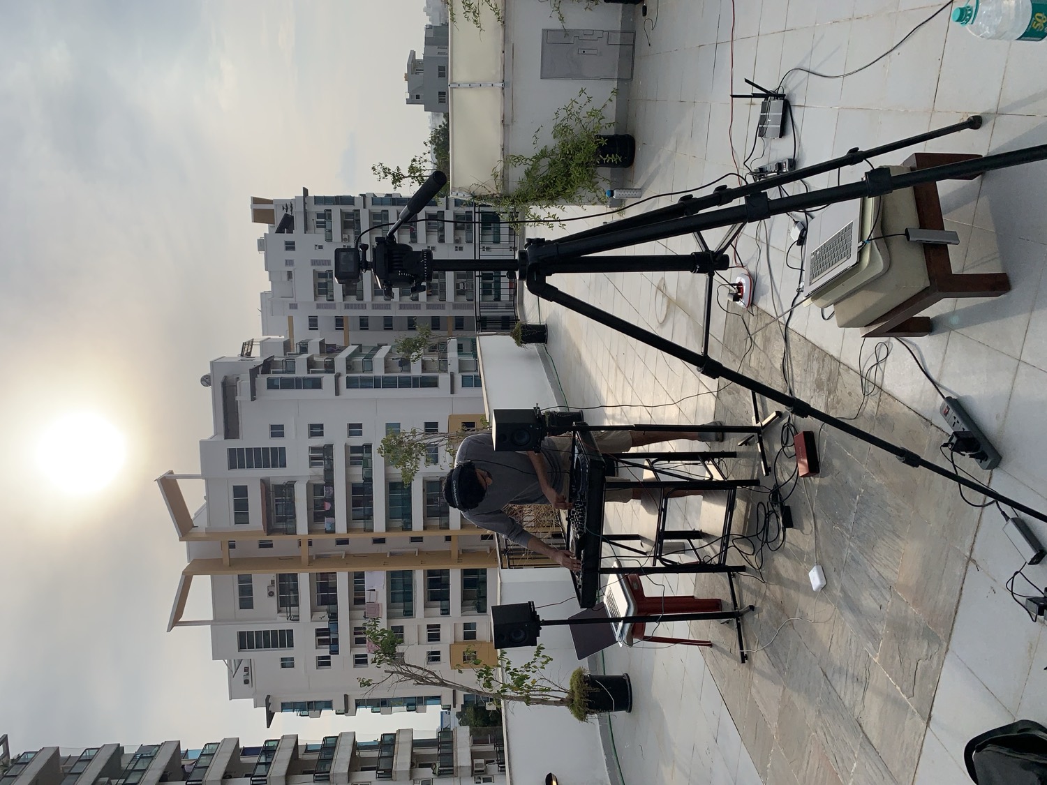 Rooftop sunset DJ set with a camera rig